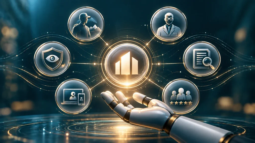 Seis provas de EEAT para GEO conectadas a uma marca selecionada por inteligência artificial